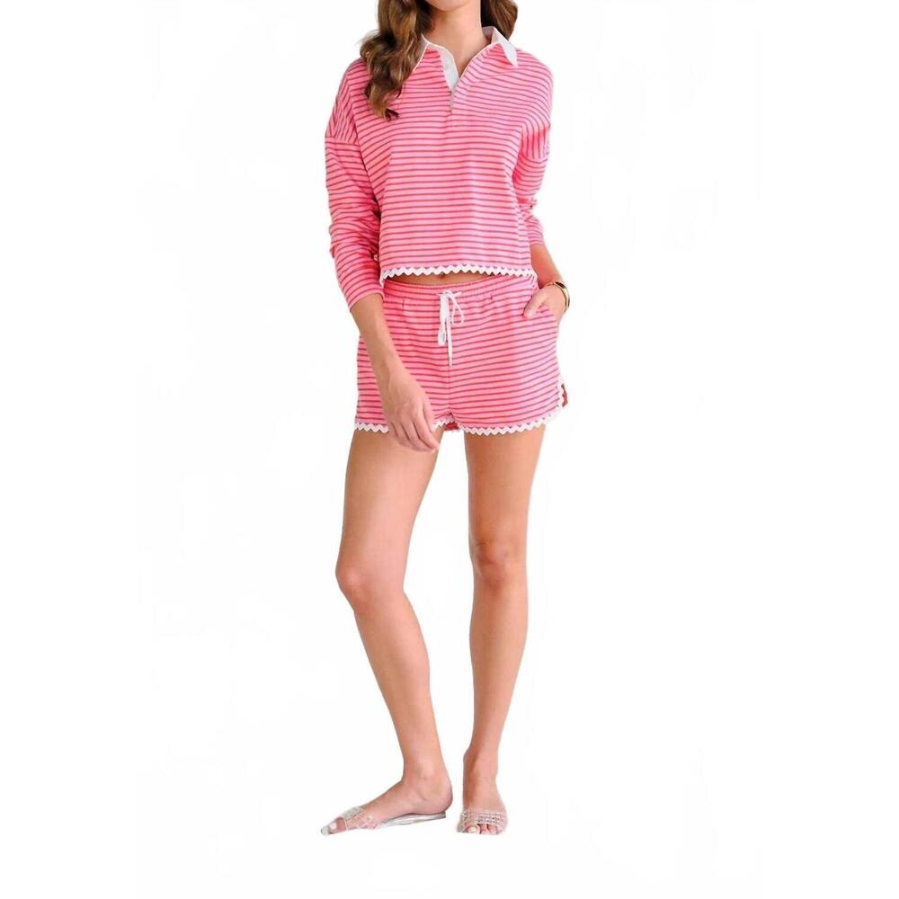 NEW SAYLOR nadine travel fit set in pink rugby stipe